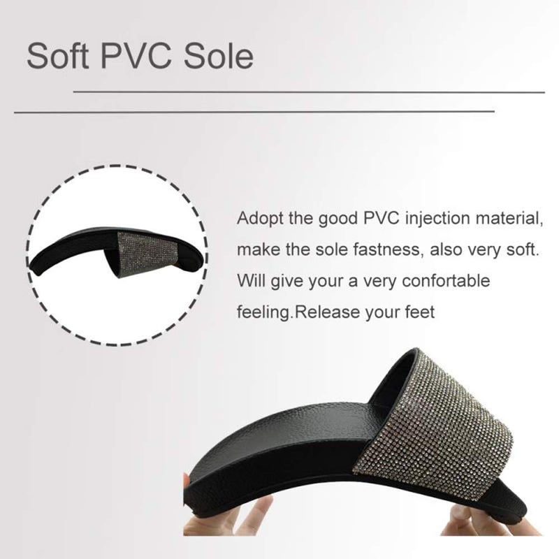 FUNKYMONKEY Women's Slides Rhinestone Glitter Slip On Footbed Platform Sandals (9 M US, Black) - Image 5